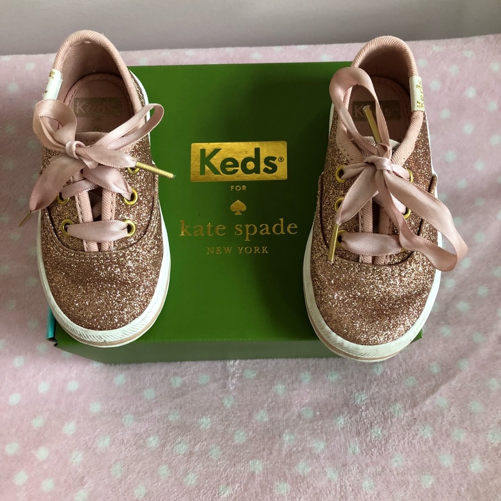 Kate spade keds rose gold glitter toddler size 5
